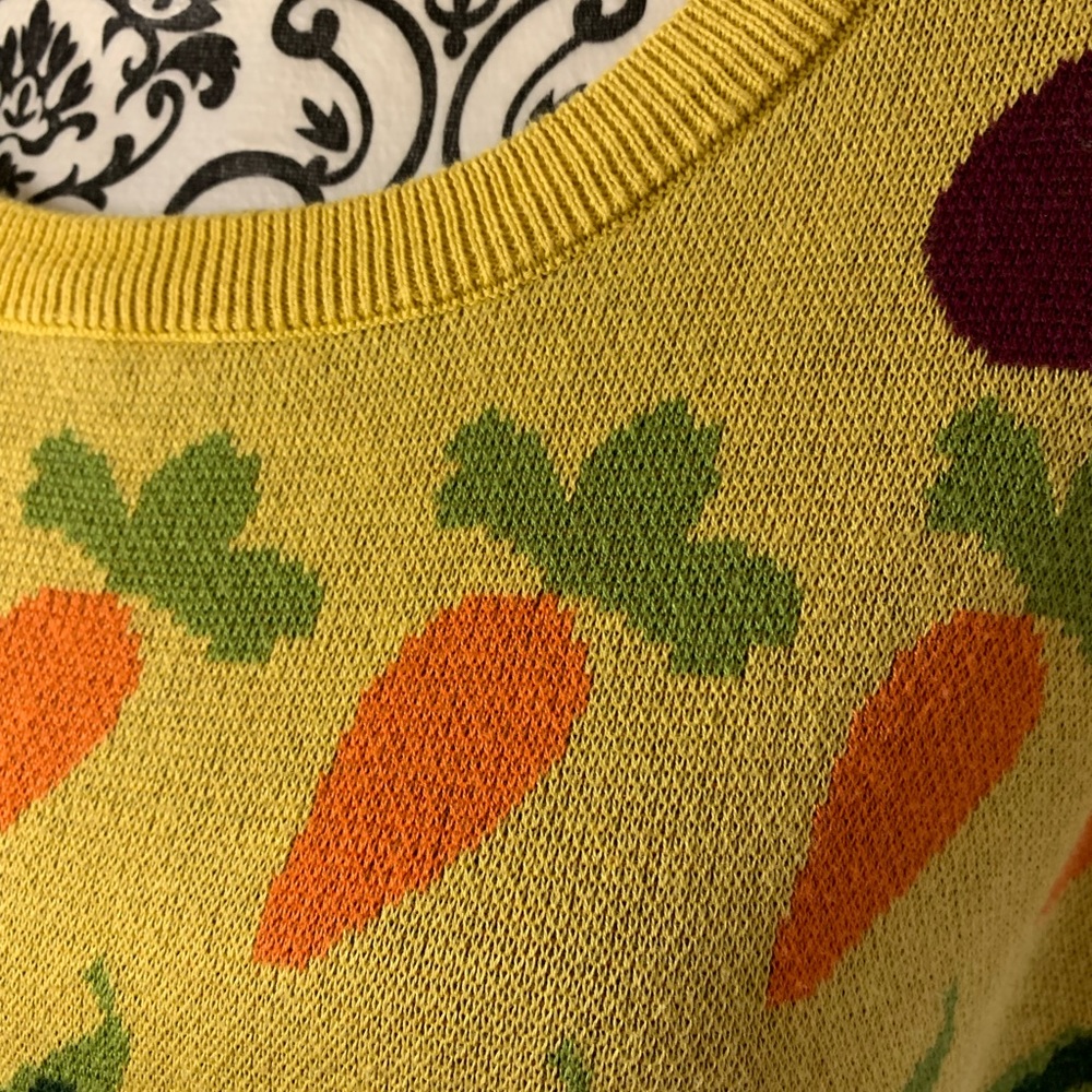 ModCloth Yellow Short-Sleeve Vegetable Pattern Sweater - Picture 10 of 11